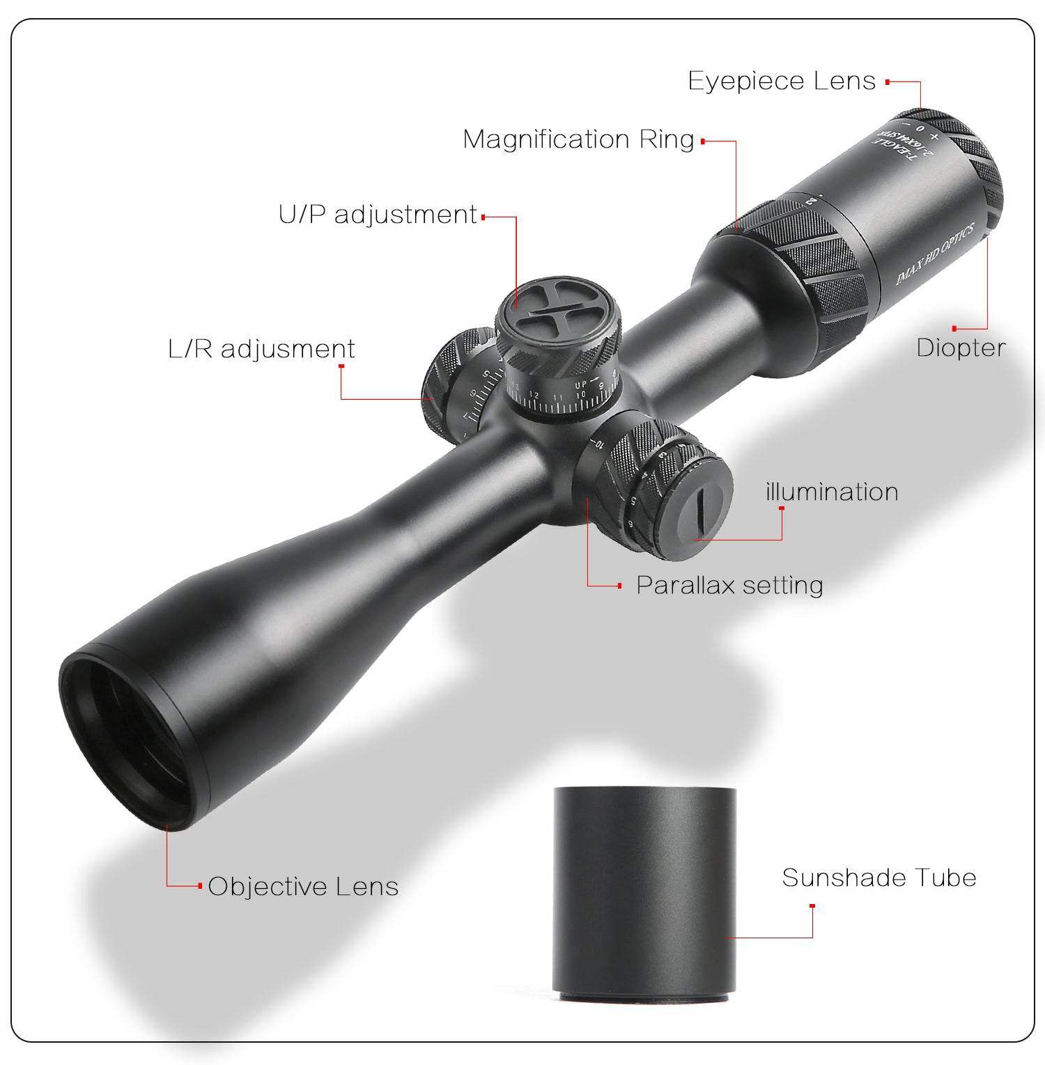 T-Eagle ED 2-16X44 SF IR Hunting Long Range Rifle Scopes - T-EAGLE
