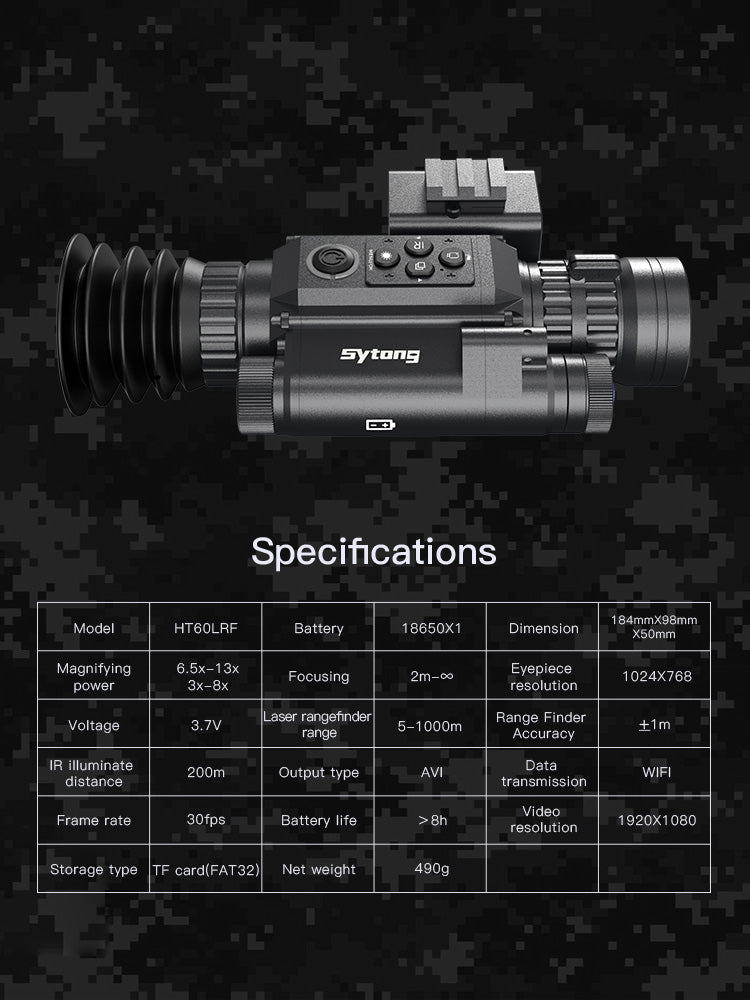 Sytong HT-60 LRF Ballistics 940nm 3x-8x Night Vision Rifle Scope
