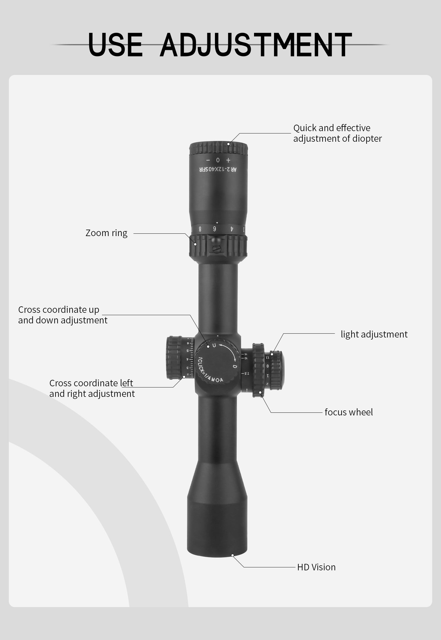 T-Eagle Long Range Riflescope AR 2-12X40 SF