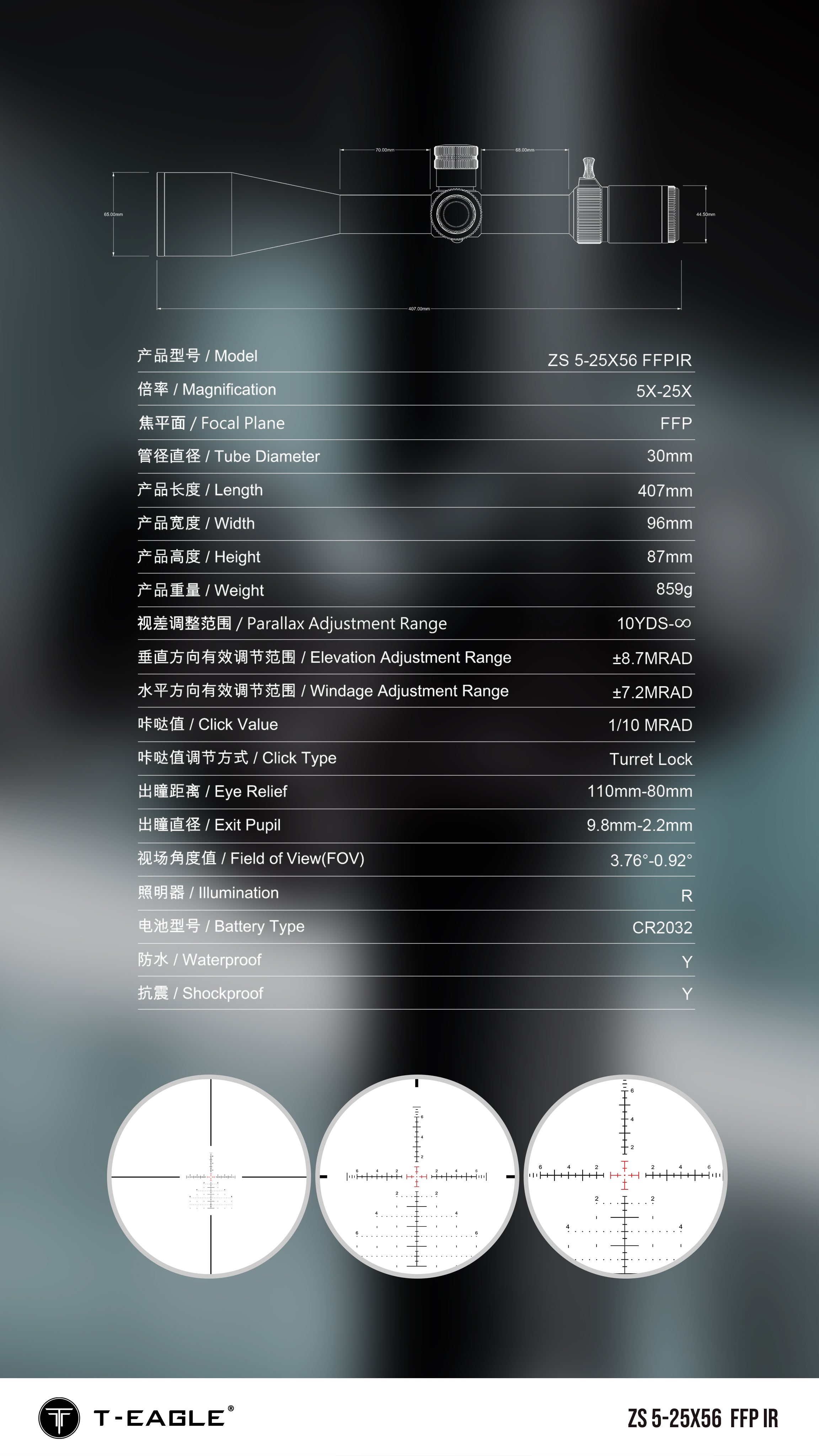 ZS5‑25x56FFPIR Long‑Range Observation Instrument 5‑25x Zoom 56mm Lens