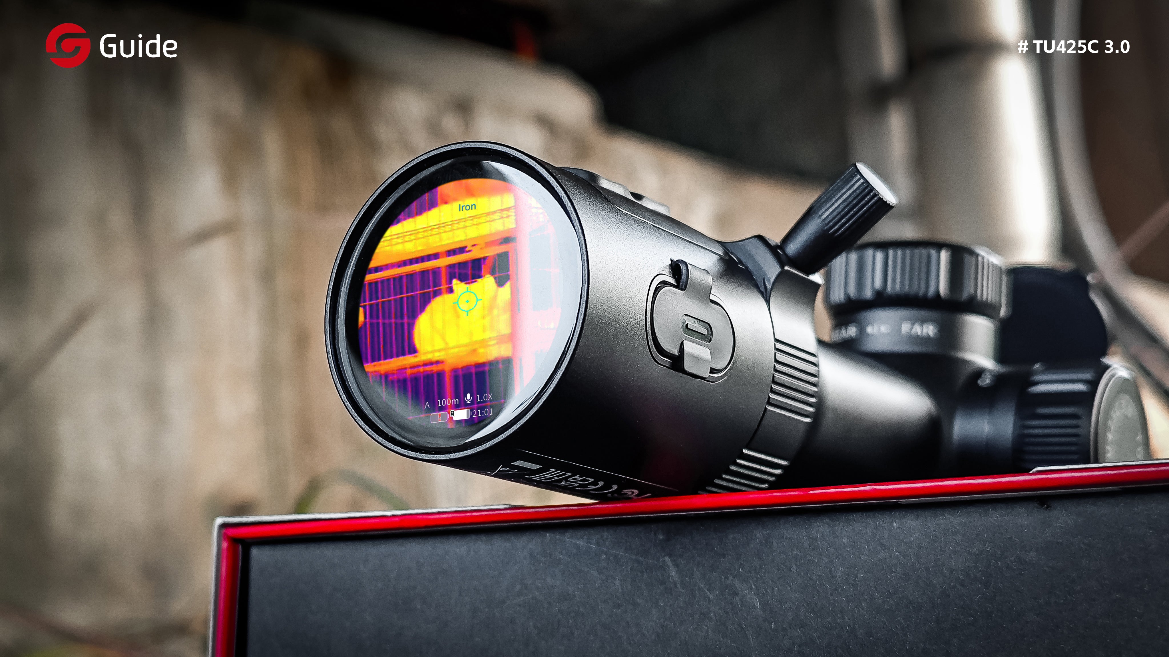 Guide TU425C 3.0 Shutterless Thermal Riflescope | Low 0.7x Magnification, Lightweight 438g, IP68, Video Rec