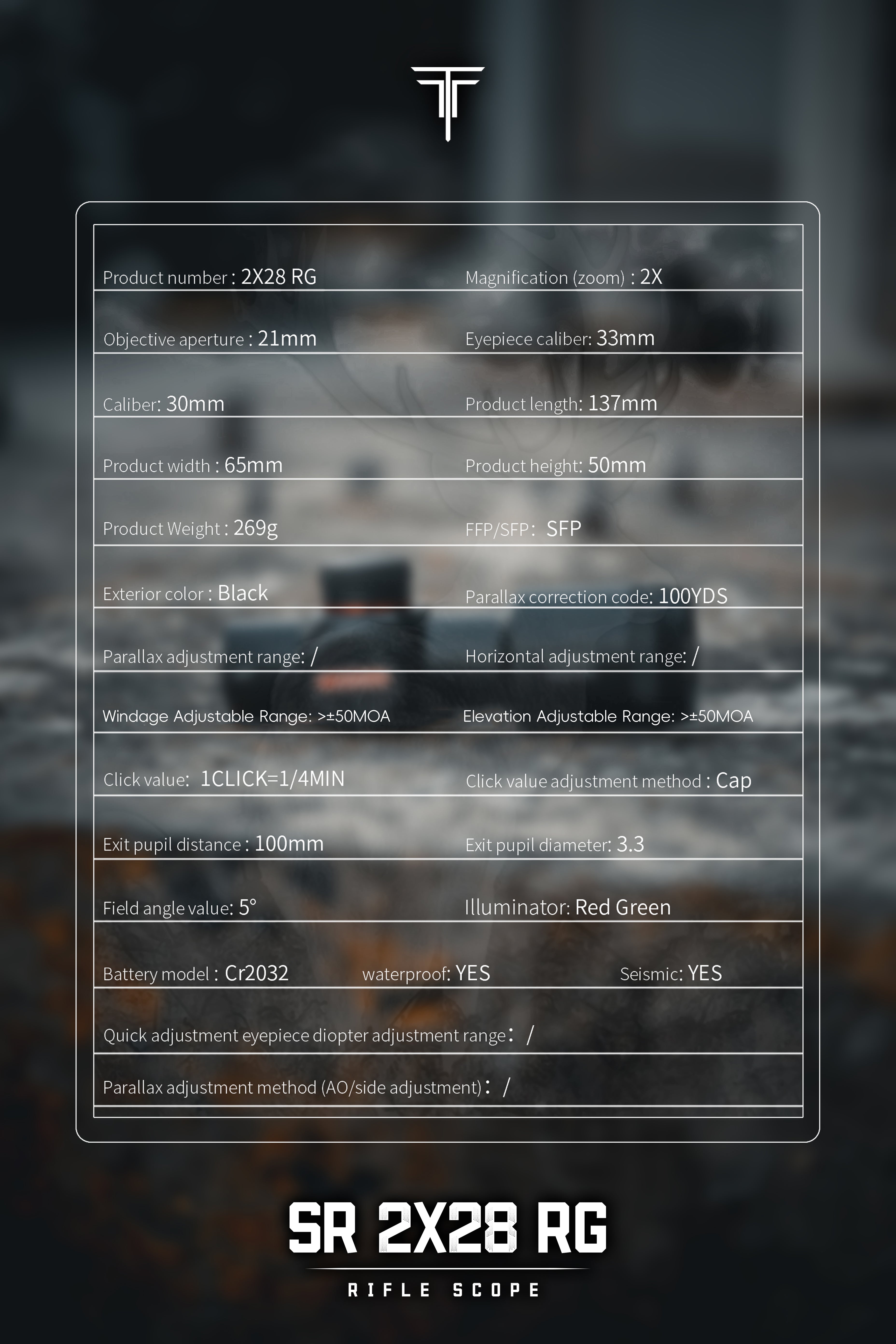 T-EAGLE SR 2X28RG Compact Riflescope