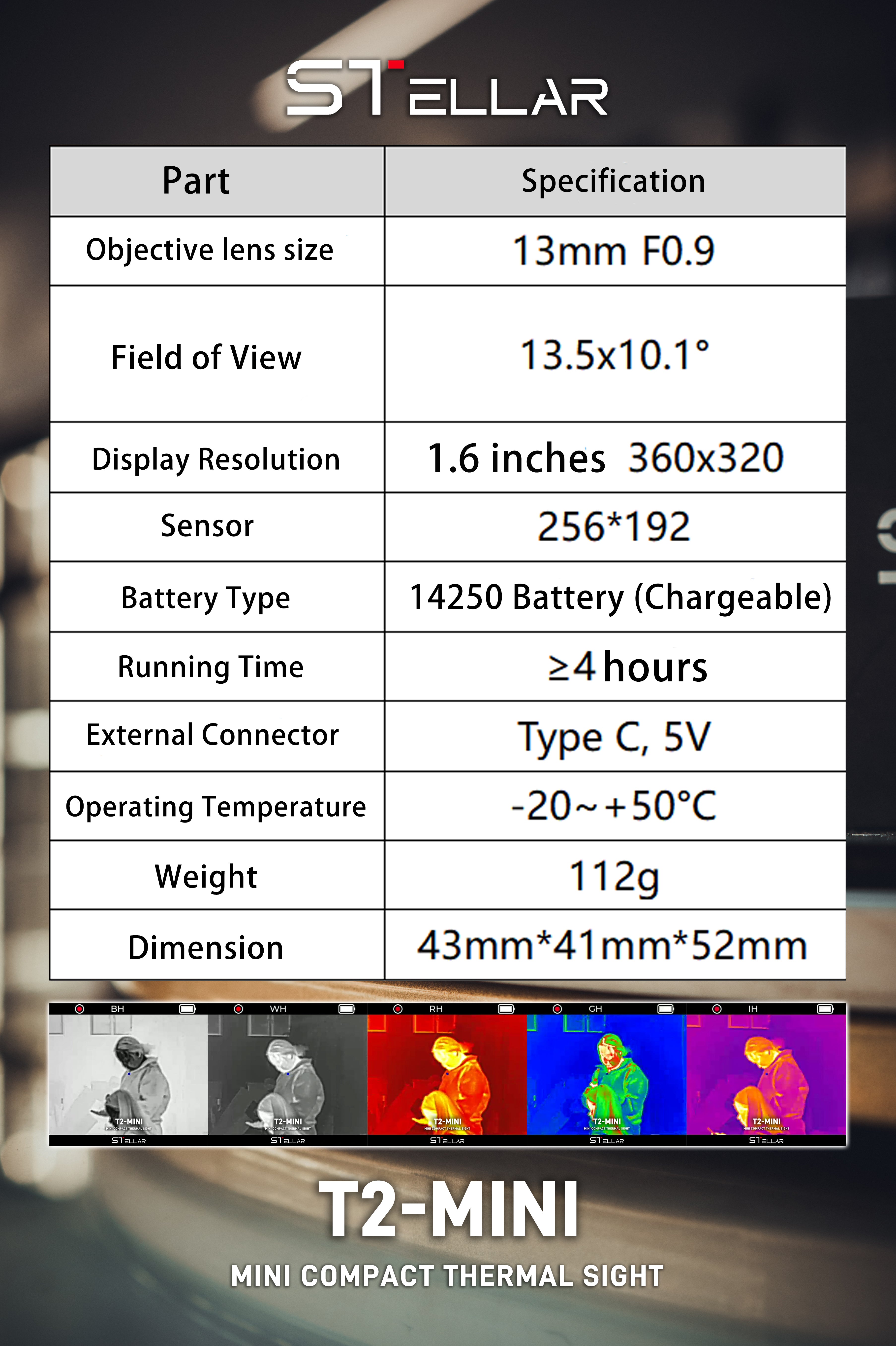 STELLAR T2‑mini Thermal Imaging Viewer Quick Release Bracket, Image Video Capture for Outdoor Monitoring  L