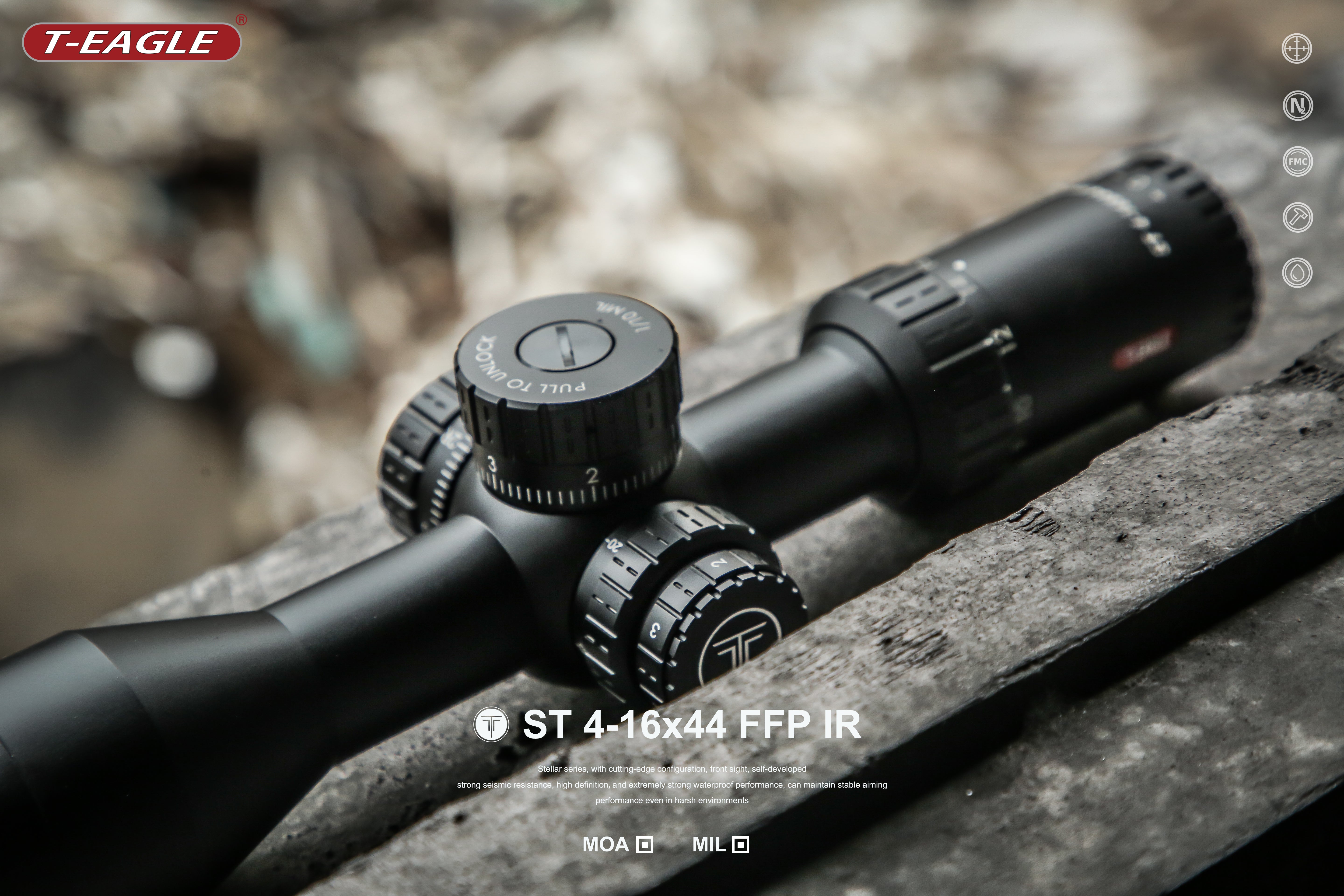 T-EAGLE STS 4-16X44 SF FFP IR Long Range Riflescope