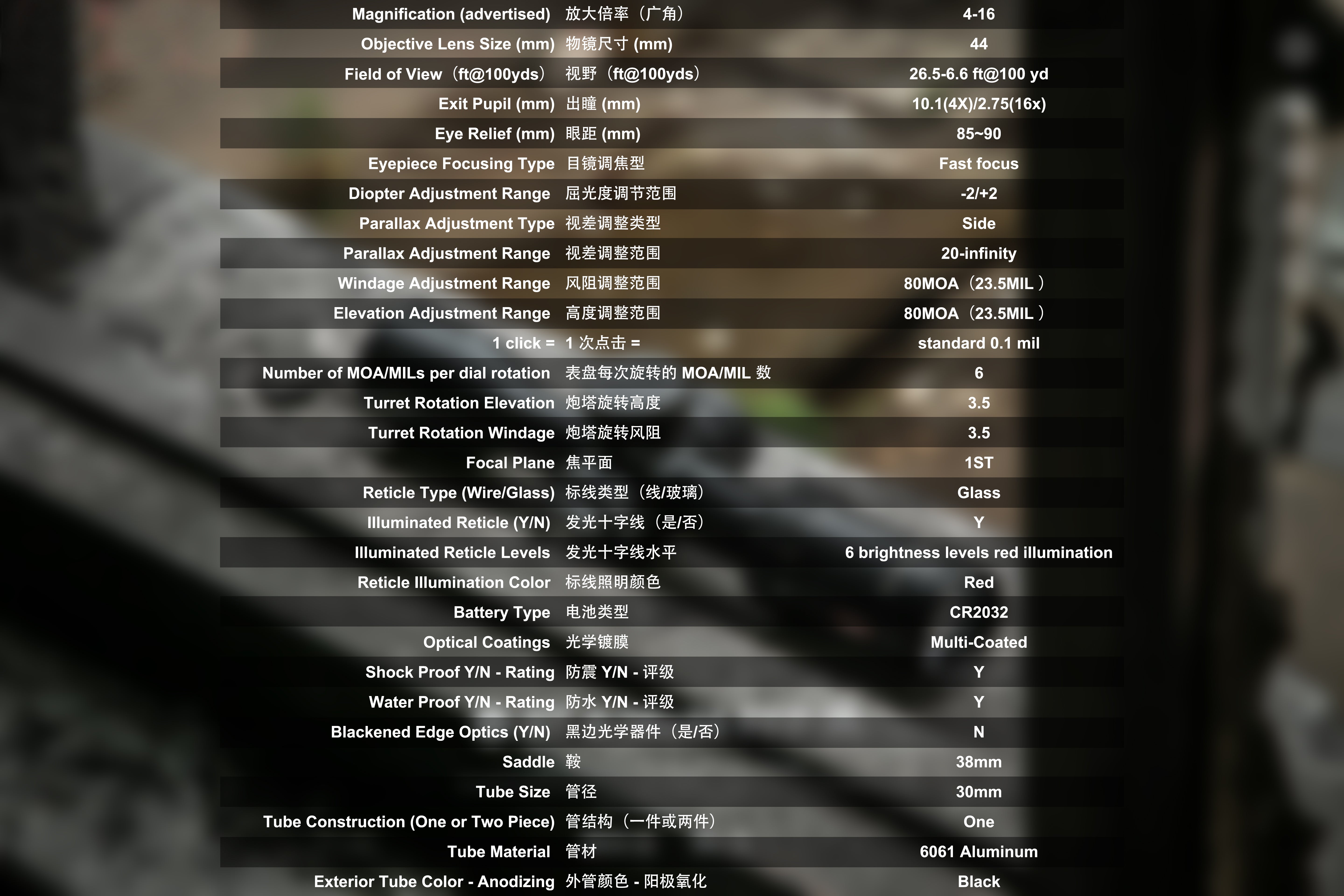 T-EAGLE STS 4-16X44 SF FFP IR Long Range Riflescope