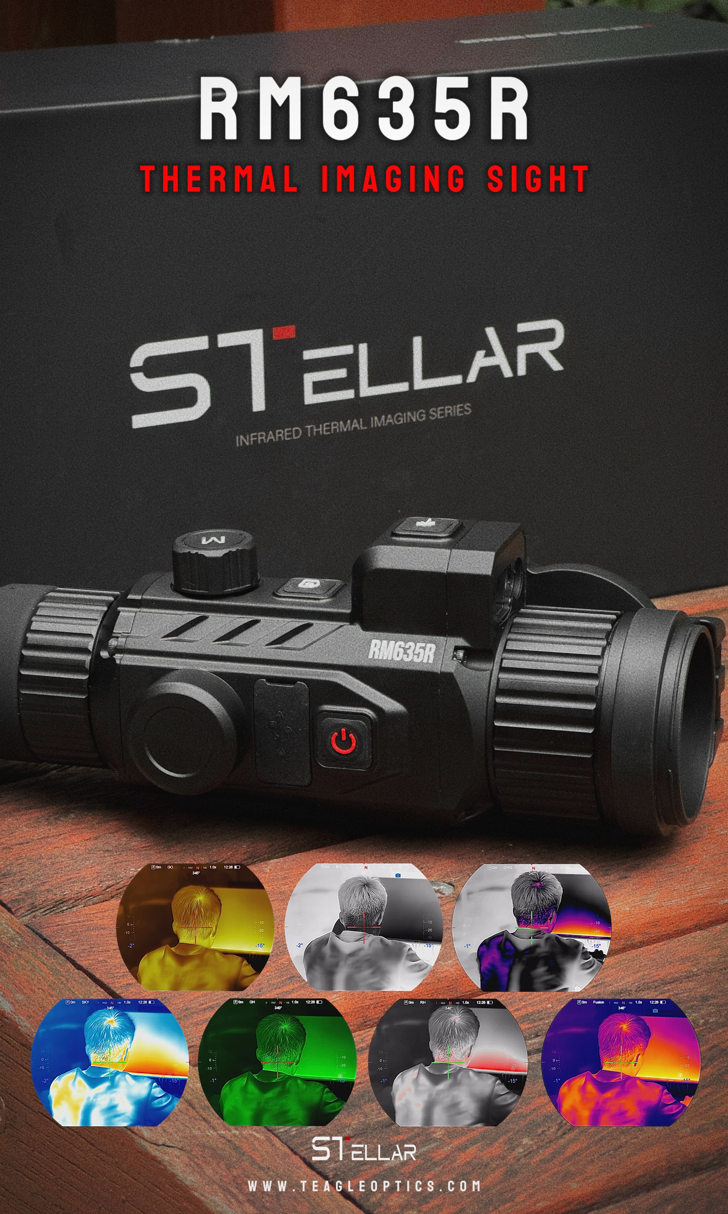 Stellar RM635R Thermal Imaging Sight 640×512 12μm 35mm Lens 1200m Laser Rangefinder Ballistic Calculation IP67 Night Vision Scope for Hunting