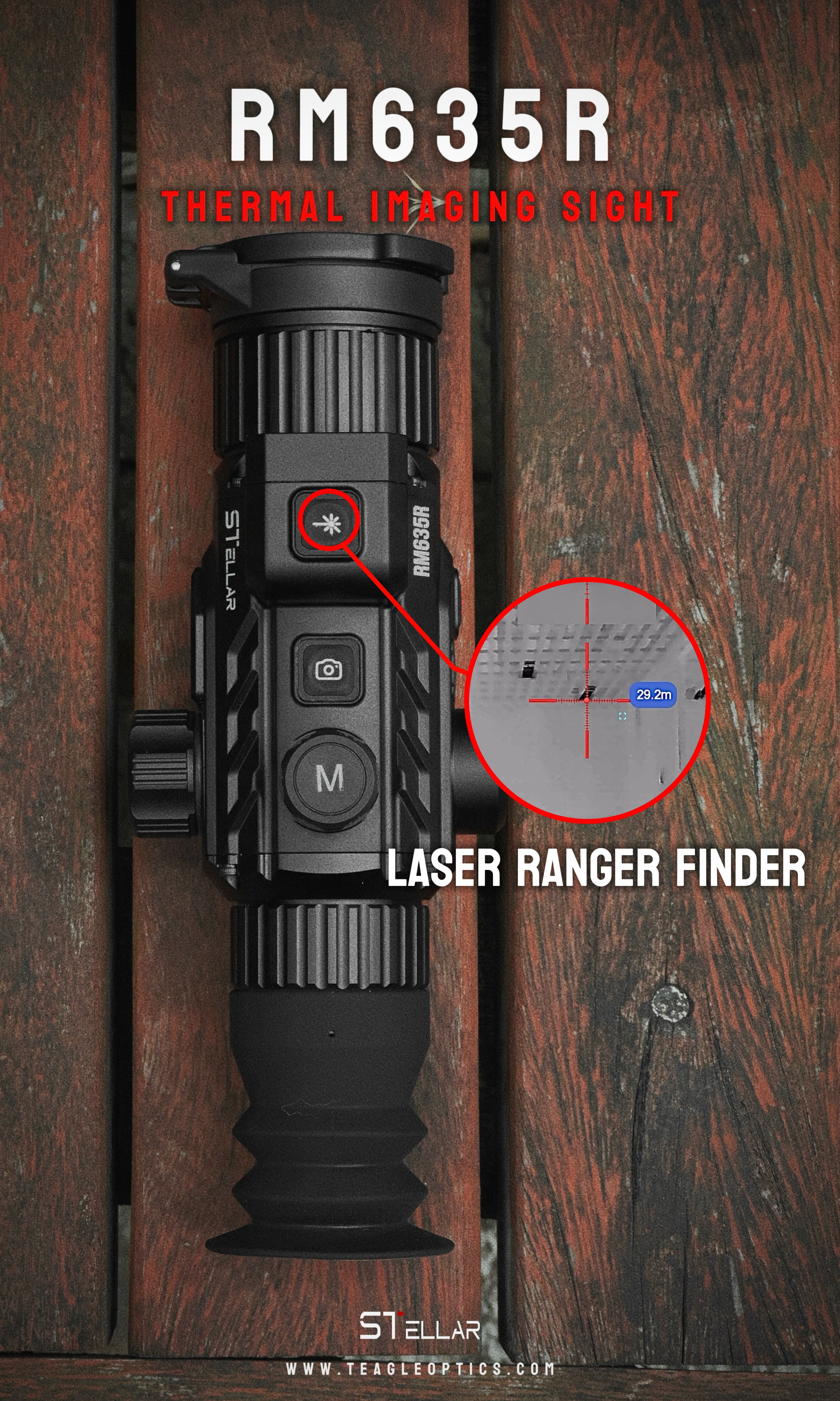 Stellar RM635R Thermal Imaging Sight 640×512 12μm 35mm Lens 1200m Laser Rangefinder Ballistic Calculation IP67 Night Vision Scope for Hunting